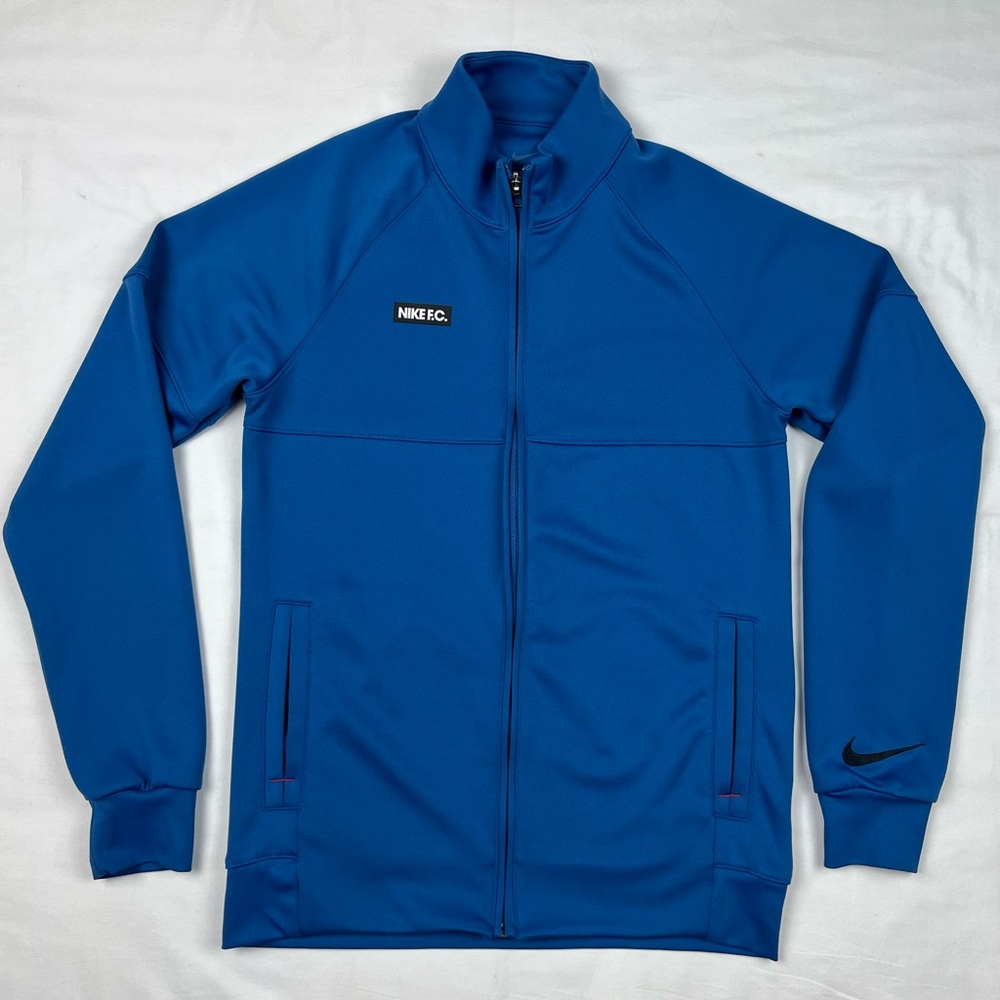 Nike FC Mens Warm Up Jacket Sz Small Slim Full Zip Blue Soccer Track A6